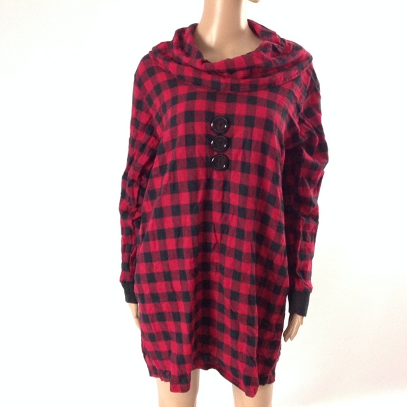 New Shane Lee Inc Women's Plaid Dress Tunic - Picture 2 of 5